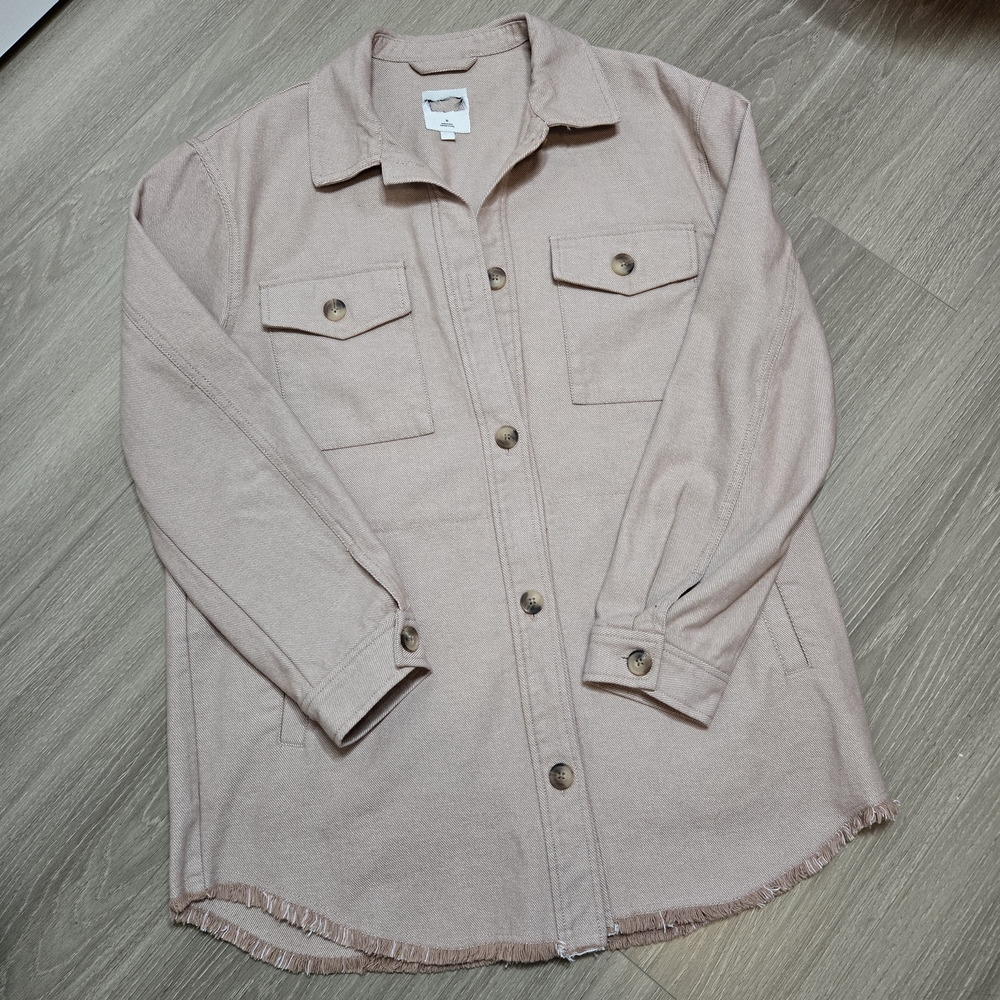 Pink Button-Up Shirt Jacket Size M